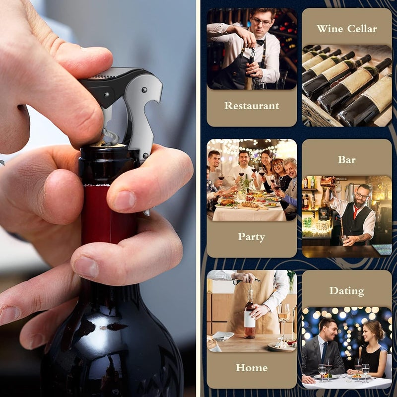 Raiten Waiter Corkscrew Wine Openers Heavy Duty Hinges Wine Key Bottle Opener All in One Double Hinged Waiter's Corkscrew with Foil Cutter Wine Tools for Bartenders Servers Sommelier (Black, 60) - Image 3